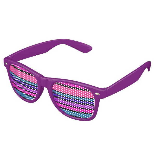 BG Stripes Pattern coloured III + your background Retro Sunglasses (Angled)