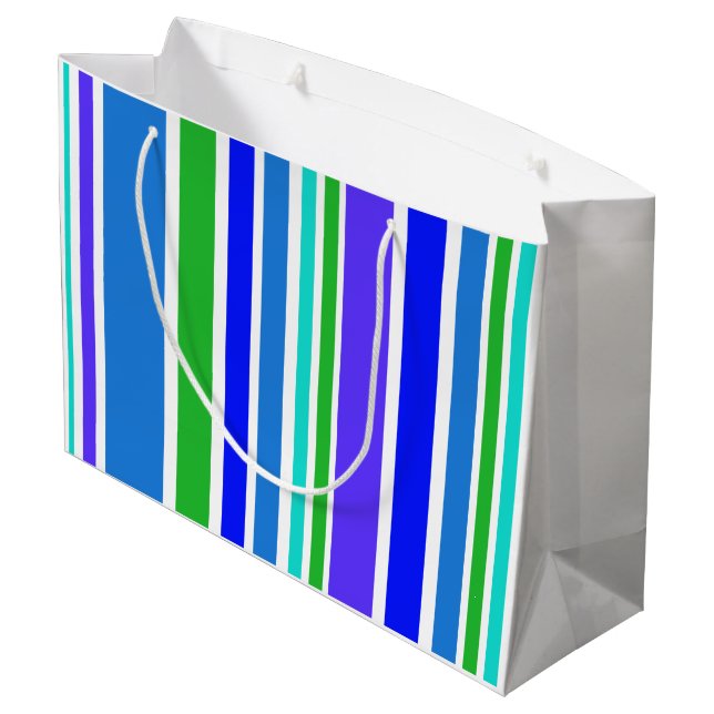 BG Stripes Pattern coloured IV + your backgr. Large Gift Bag (Back Angled)