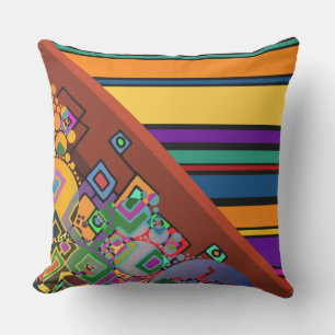 BG Stripes Pattern coloured IX + abstract art Outdoor Cushion