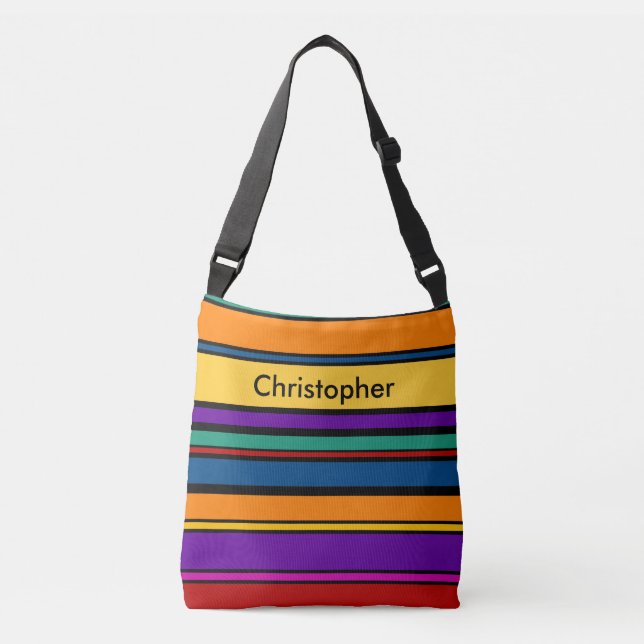 BG Stripes Pattern coloured IX + your back & idea Crossbody Bag (Front)