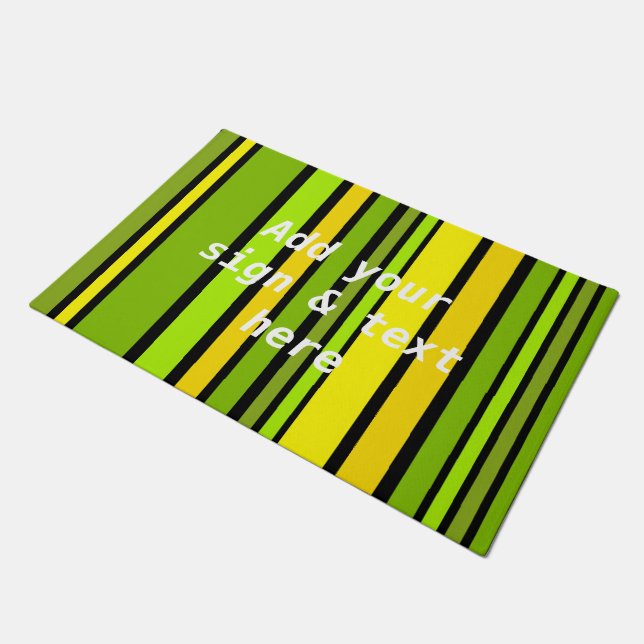 BG Stripes Pattern coloured V + your back & idea Doormat (Angled)
