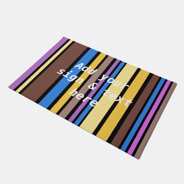 BG Stripes Pattern coloured VI + your back & idea Doormat (Angled)