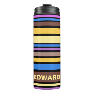 BG Stripes Pattern coloured VI + your back & idea Thermal Tumbler