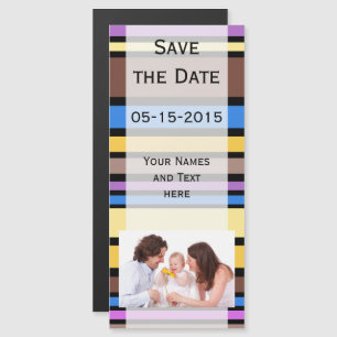 BG Stripes Pattern coloured VI + your background Magnetic Invitation
