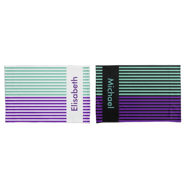 BG Stripes Pattern narrow white & black + backgr. Pillowcase (Front-Set)
