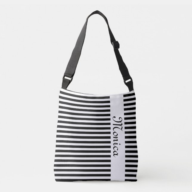 BG Stripes Pattern narrow white + your back & idea Crossbody Bag (Front)