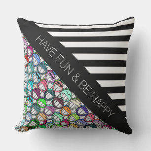 BG Stripes Pattern wide black + cool group Cushion