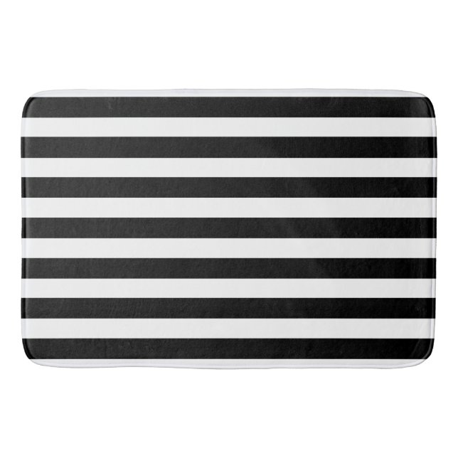 BG Stripes Pattern wide black + your backg. & idea Bath Mat (Front)