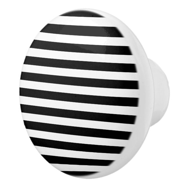 BG Stripes Pattern wide black + your background Ceramic Knob (Right)