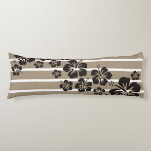 BG Stripes Pattern wride stone + hibiscus blooms Body Cushion