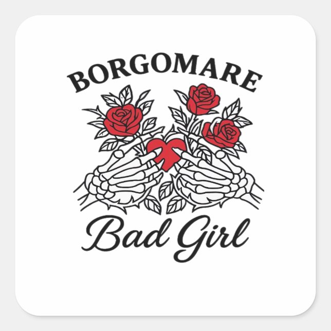 Bgm Bad Girl II Classic - Skeleton Heart Hands  Square Sticker (Front)