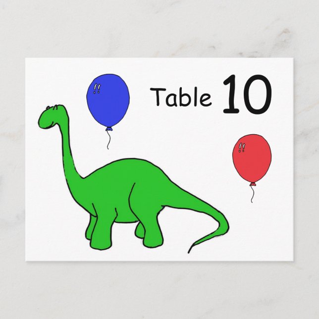 BH- Funny Dinosaur Table Number Postcard (Front)
