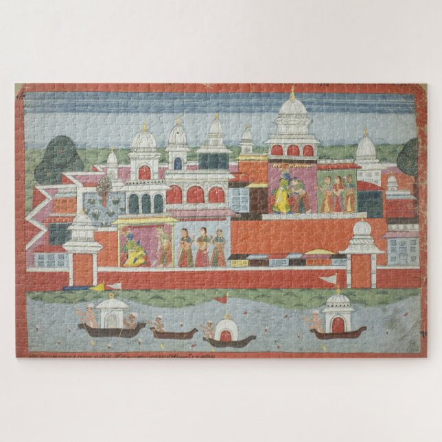Bhagavata Purana Manuscript Page Rukimi  Krishna Jigsaw Puzzle (Horizontal)