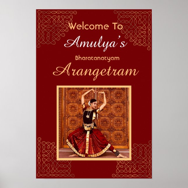 Bharatanatyam Arangetram welcome sign, personalize Poster (Front)