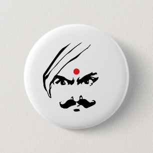 Bharathiyar Angry Face Tamil Poet Quote 6 Cm Round Badge