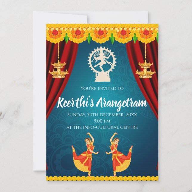 Bharatnatyam show Invite & Arangetram invitation (Front)