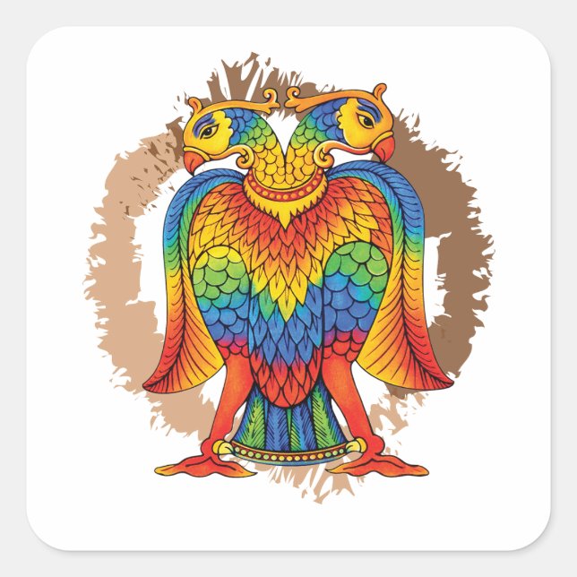 bherunda bird square sticker (Front)