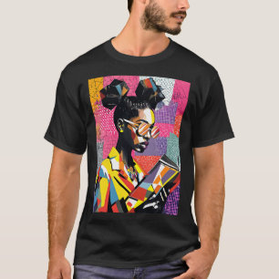 BHM Geometric Black History Educated Reading Book T-Shirt