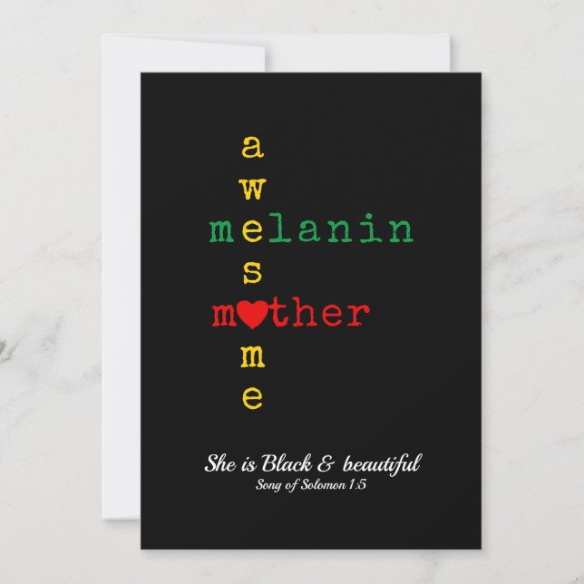 BHM MELANIN MOTHER Proverbs Black History Month  Holiday Card (Front)