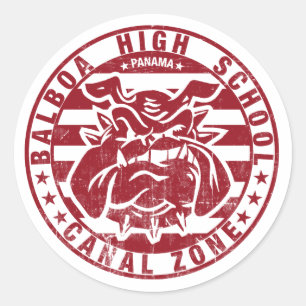 BHS Bulldogs (weathered - red) Classic Round Sticker