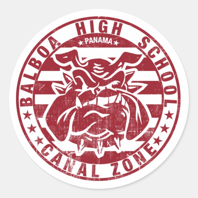 BHS Bulldogs (weathered - red) Classic Round Sticker (Front)