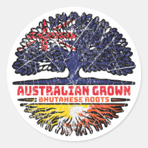 Bhutan Bhutanese Australian Australia Tree Roots Classic Round Sticker