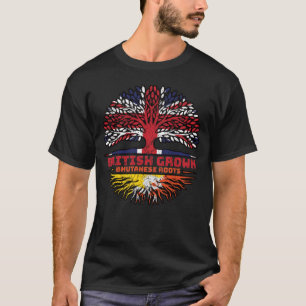 Bhutan Bhutanese British UK Tree Roots Flag T-Shirt