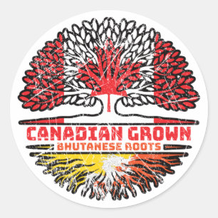 Bhutan Bhutanese Canadian Canada Tree Roots Flag Classic Round Sticker