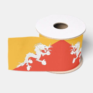 Bhutan & Bhutanese Flag, Dragon travel / holiday Grosgrain Ribbon