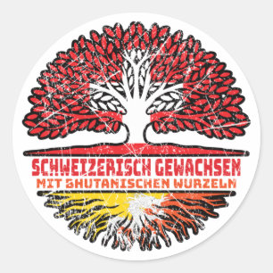 Bhutan Bhutanisch Schweizer Schweiz Baum Wurzel Classic Round Sticker