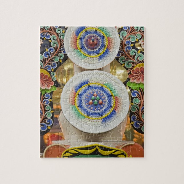 Bhutan. Ceremonial cakes made by monks adorn the Jigsaw Puzzle (Vertical)