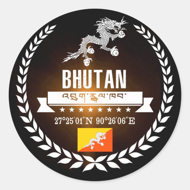 Bhutan Classic Round Sticker (Front)