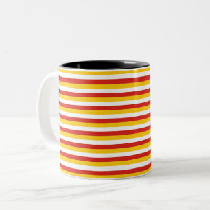 Bhutan dorset flag stripes red white yellow patter Two-Tone coffee mug