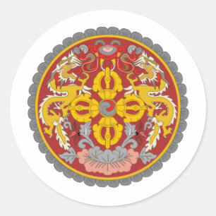 bhutan emblem classic round sticker