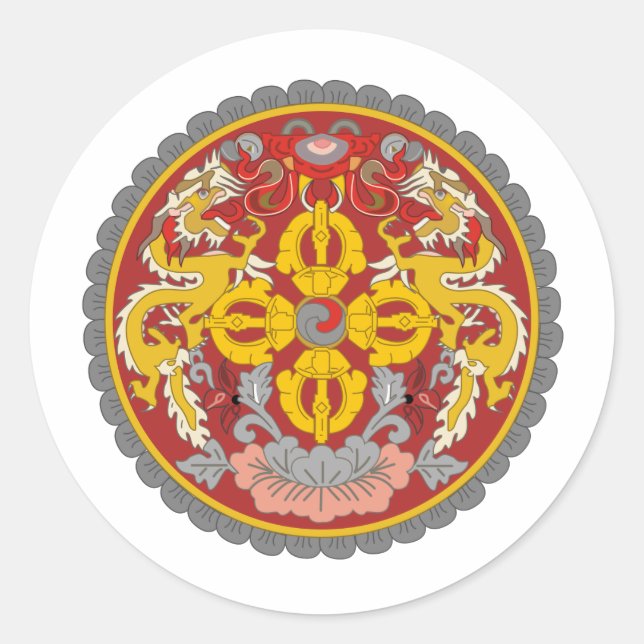 bhutan emblem classic round sticker (Front)