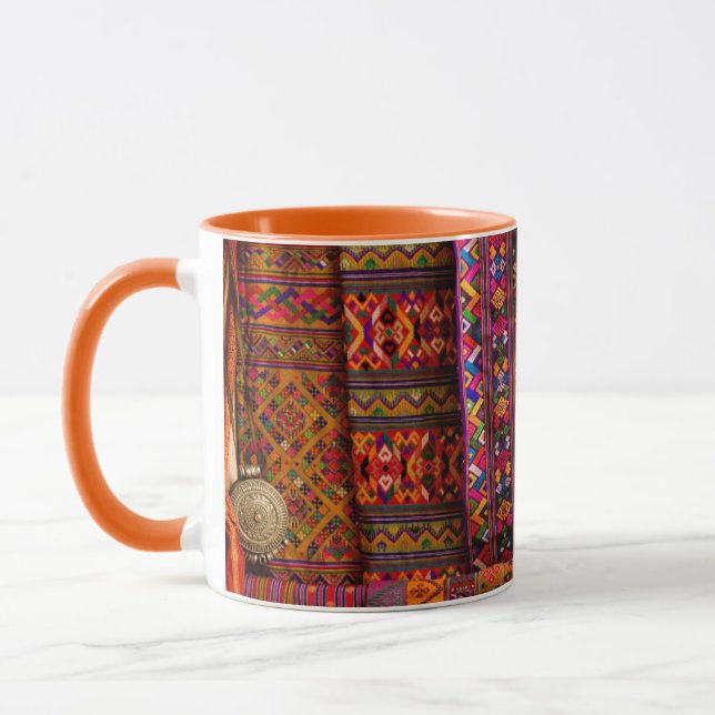 Bhutan fabrics for sale mug (Left)