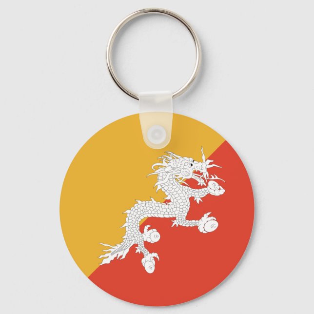 Bhutan Fisheye Flag Keychain (Front)