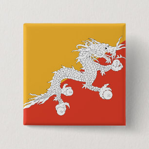 Bhutan Flag 15 Cm Square Badge