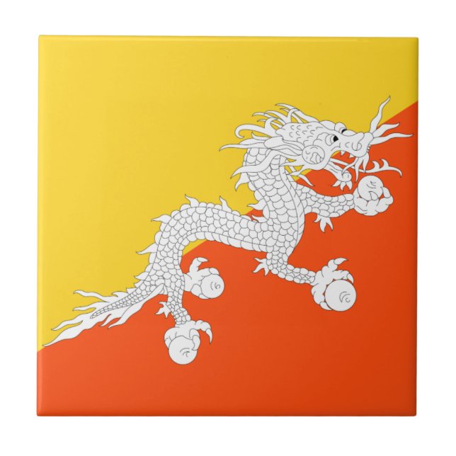 Bhutan flag ceramic tile (Front)
