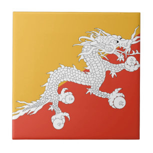 Bhutan Flag Ceramic Tile