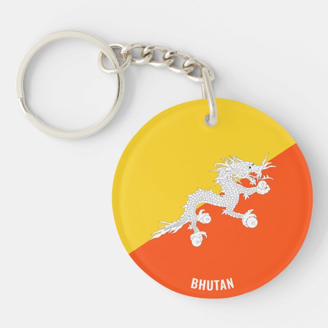 Bhutan Flag Charming Patriotic Key Ring (Front)