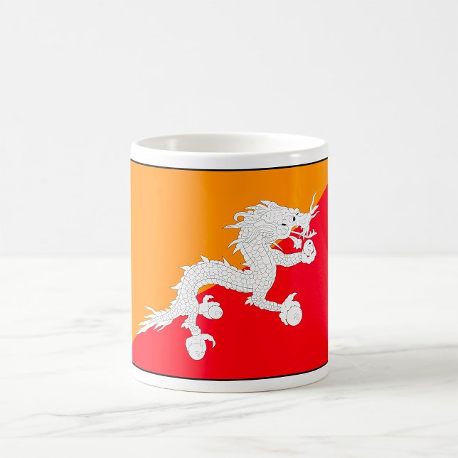 Bhutan Flag Design with White Dragon Coffee Mug (Creator Uploaded)