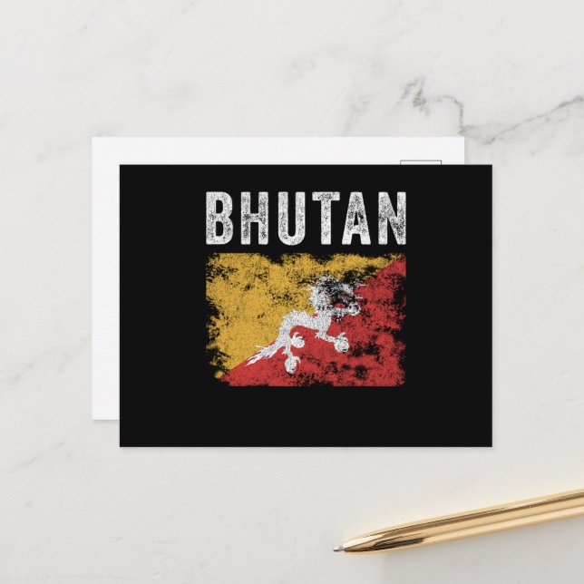 Bhutan Flag Distressed - Bhutanese Flag Postcard (Front/Back In Situ)
