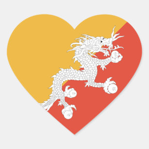 Bhutan Flag Heart Sticker