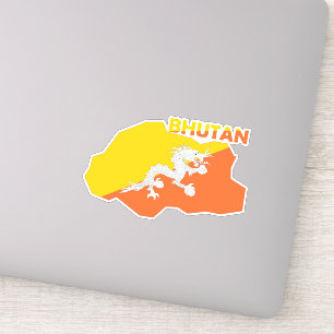 Bhutan Flag In The Country Map