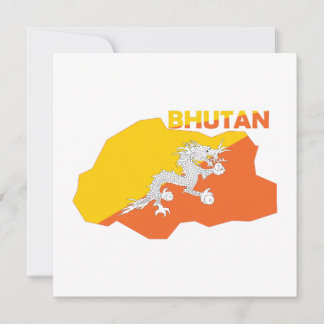 Bhutan Flag In The Country Map Holiday Card