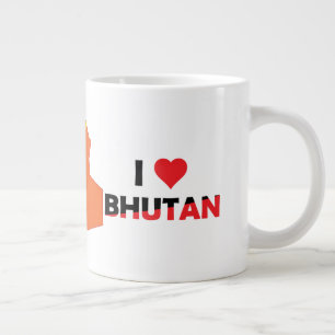 Bhutan Flag In The Country Map Large Coffee Mug