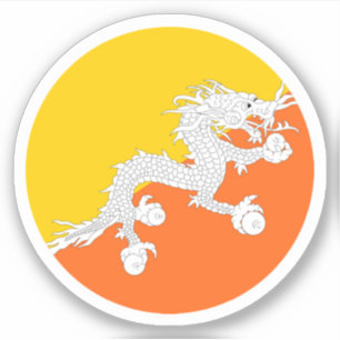 Bhutan Flag Round Sticker