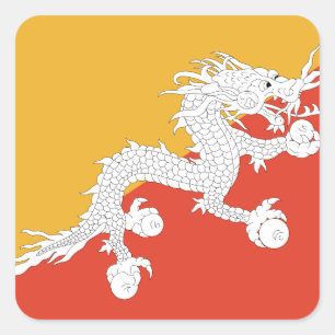 Bhutan Flag Square Sticker