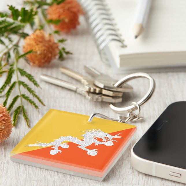 Bhutan Flag with Thunder Dragon Key Ring (Front Right)